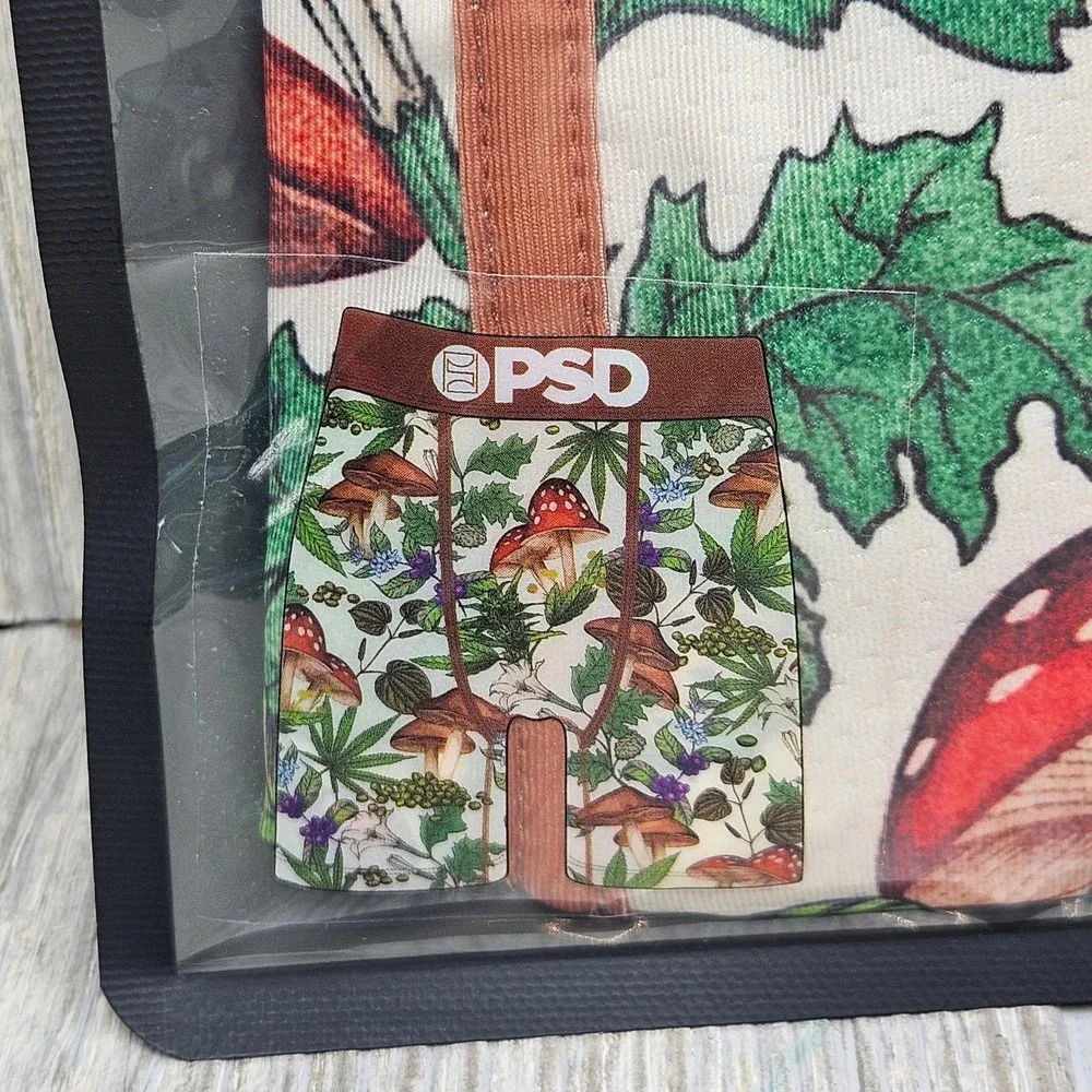 PSD Mens Psychoactive Boxer Briefs Small Mushroom Botanical Print Underwear NEW